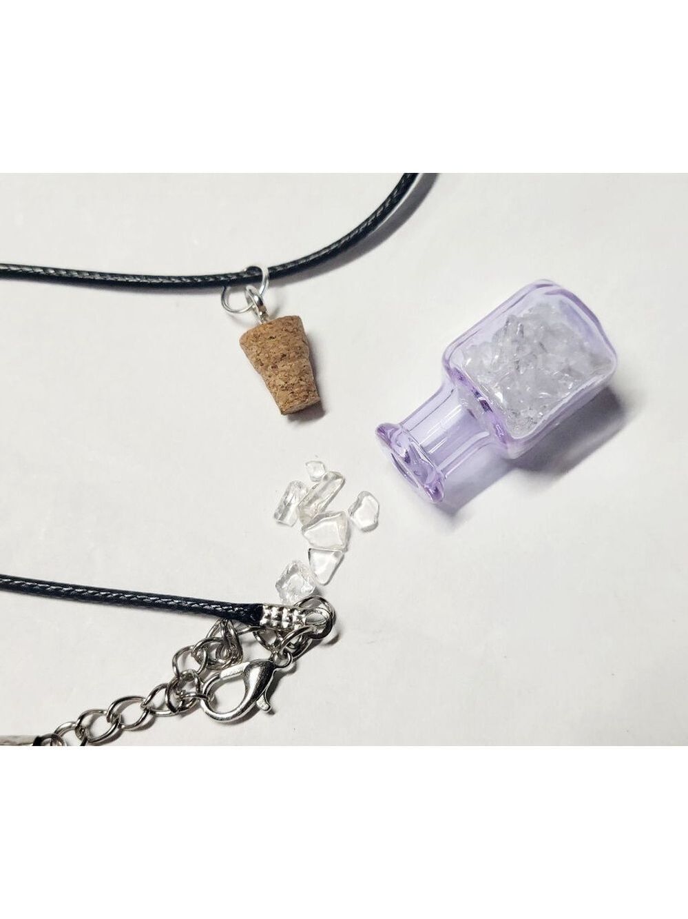 Hand Crafted Natural Clear Quartz Mini Bottle Necklace